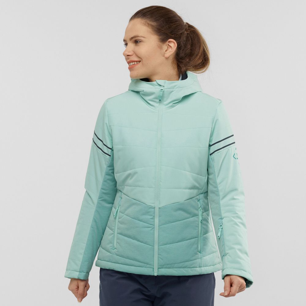 Salomon Singapore Womens Ski Jackets - EDGE Mint | 90713-UOFZ